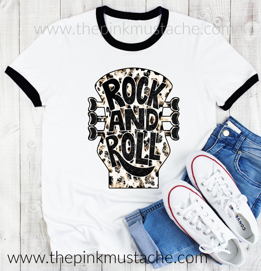 Rock And Roll Ringer Tee- sizes 2T - Adult 3XL - Soft Style Tees / Mommy and Me