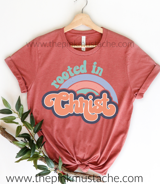 Rooted in Christ Retro Religious Shirt / Super Cute Unisex Softstyle Tee/ Youth and Adult Sizes Available