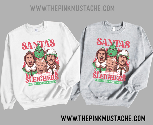 Gildan or Bella Santa's Sleighers Christmas Rock Tour Funny Sweatshirt - Youth and Adult Sizes