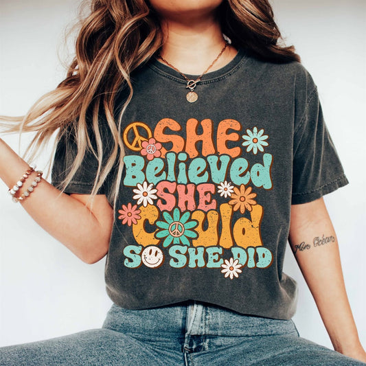 Bella Canvas or Comfort Colors She Believed She Could So She Did Tee/ Toddler, Youth, and Adult Sizes