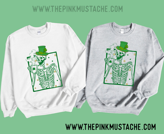 Skellie Shamrock Coffee St. Patricks Day Sweatshirt / St Patty's Day Sweater/  Youth and Adult Sizes