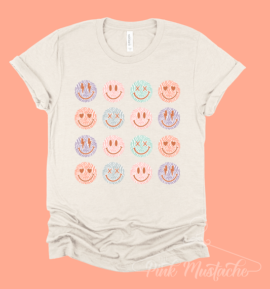 Soft Style Smiley Tiger Print Retro Tee/ Toddler, Youth, And Adult Sizes/ - Unisex Sized