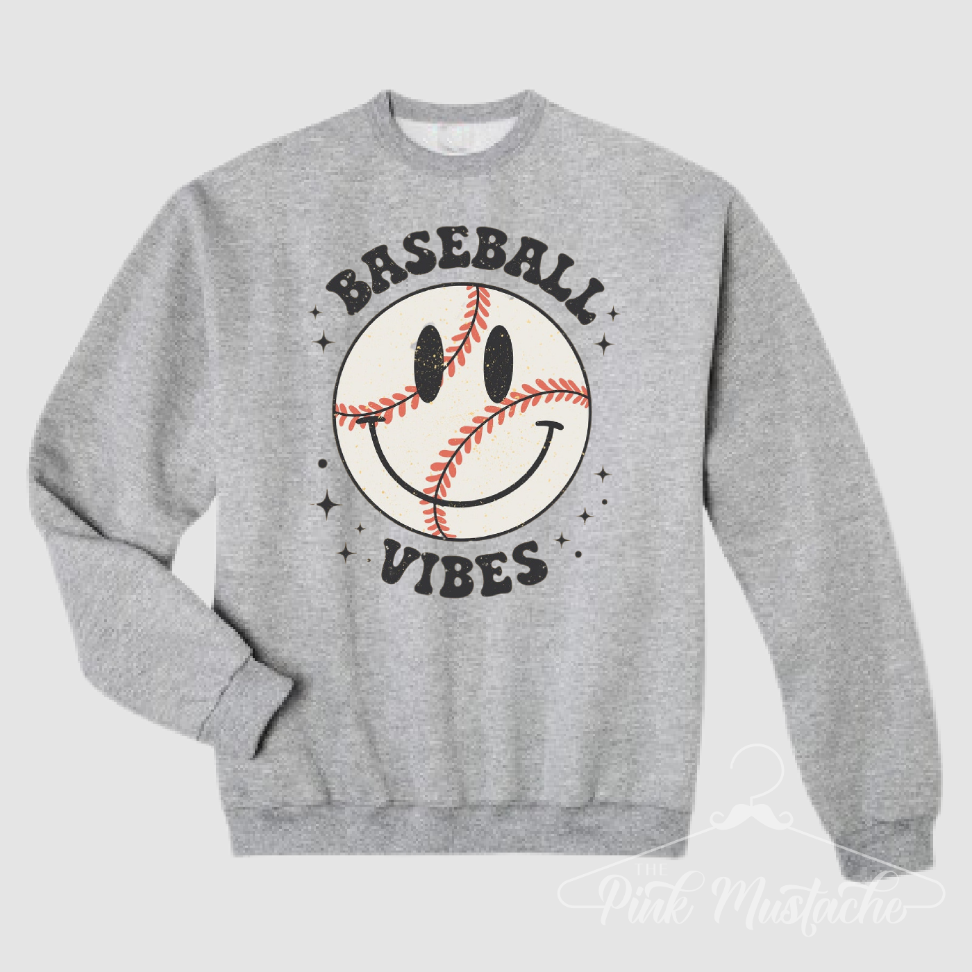 Baseball Vibes Smiley Retro Unisex Sweatshirt - Toddler, Youth, and Adult Sizes Available