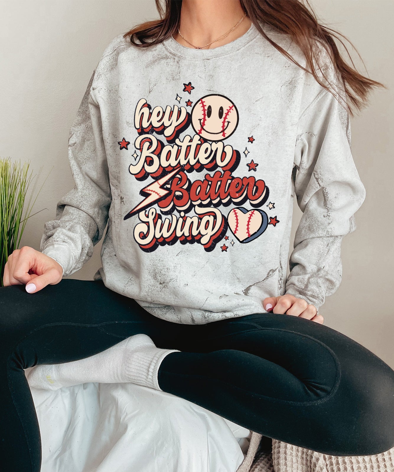 Comfort Colors Color Blast Baseball Hey Batter Batter Swing Sweatshirt - Sizes and Inventory Limited