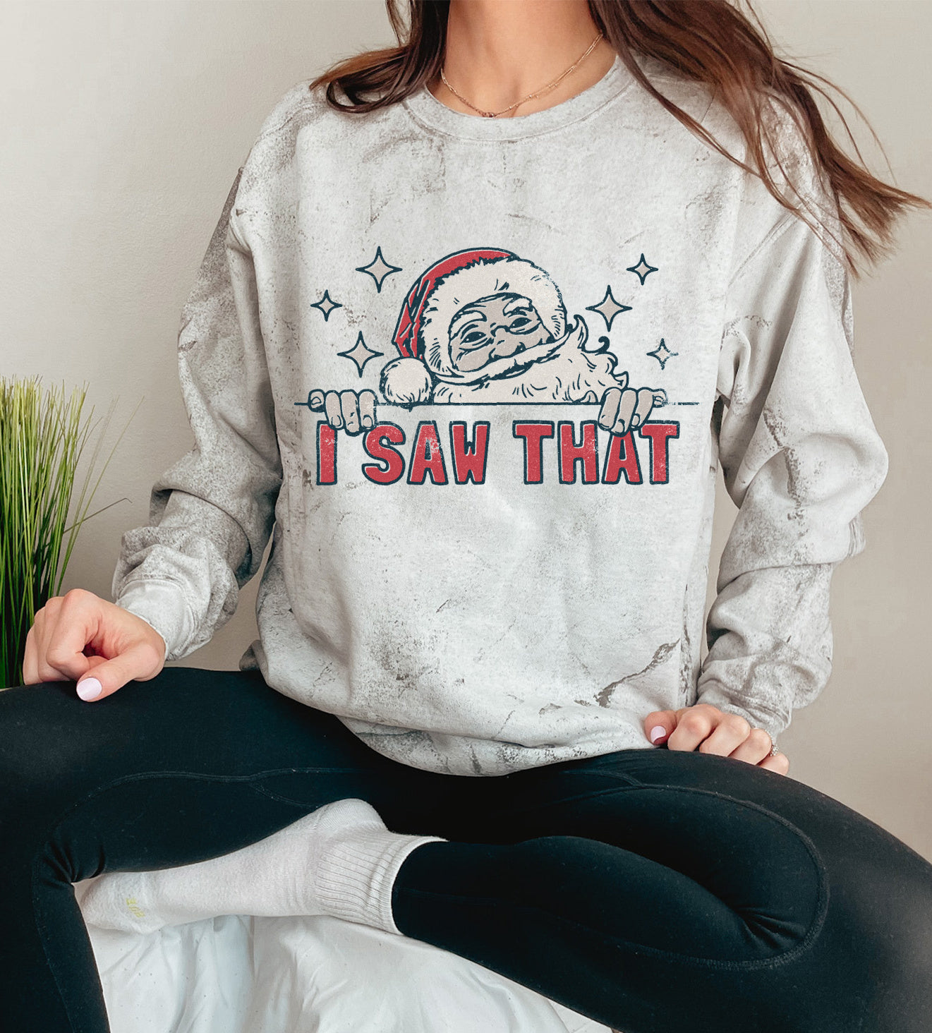 Comfort Colors Color Blast I Saw That Funny Santa Sweatshirt/ Unisex Funny Christmas Sweatshirt