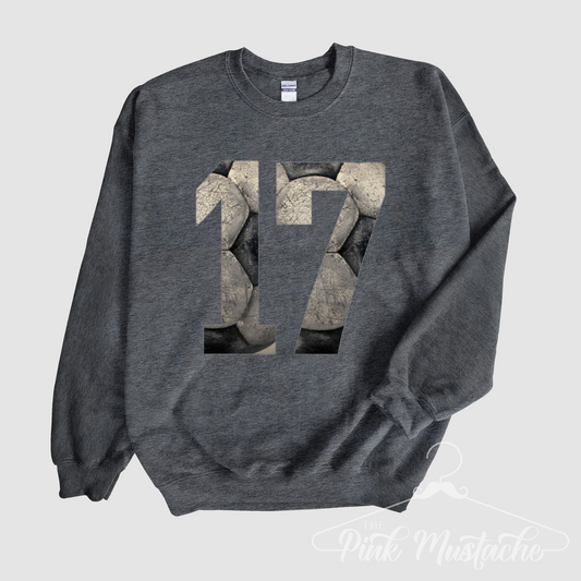 Custom Soccer Number Sweatshirt -Soccer Mom/ Soccer Player/ Soccer Fan Shirt with Number