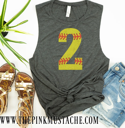 Custom Number VIntage Softball Tank Top - Softball Mom Shirt with Number