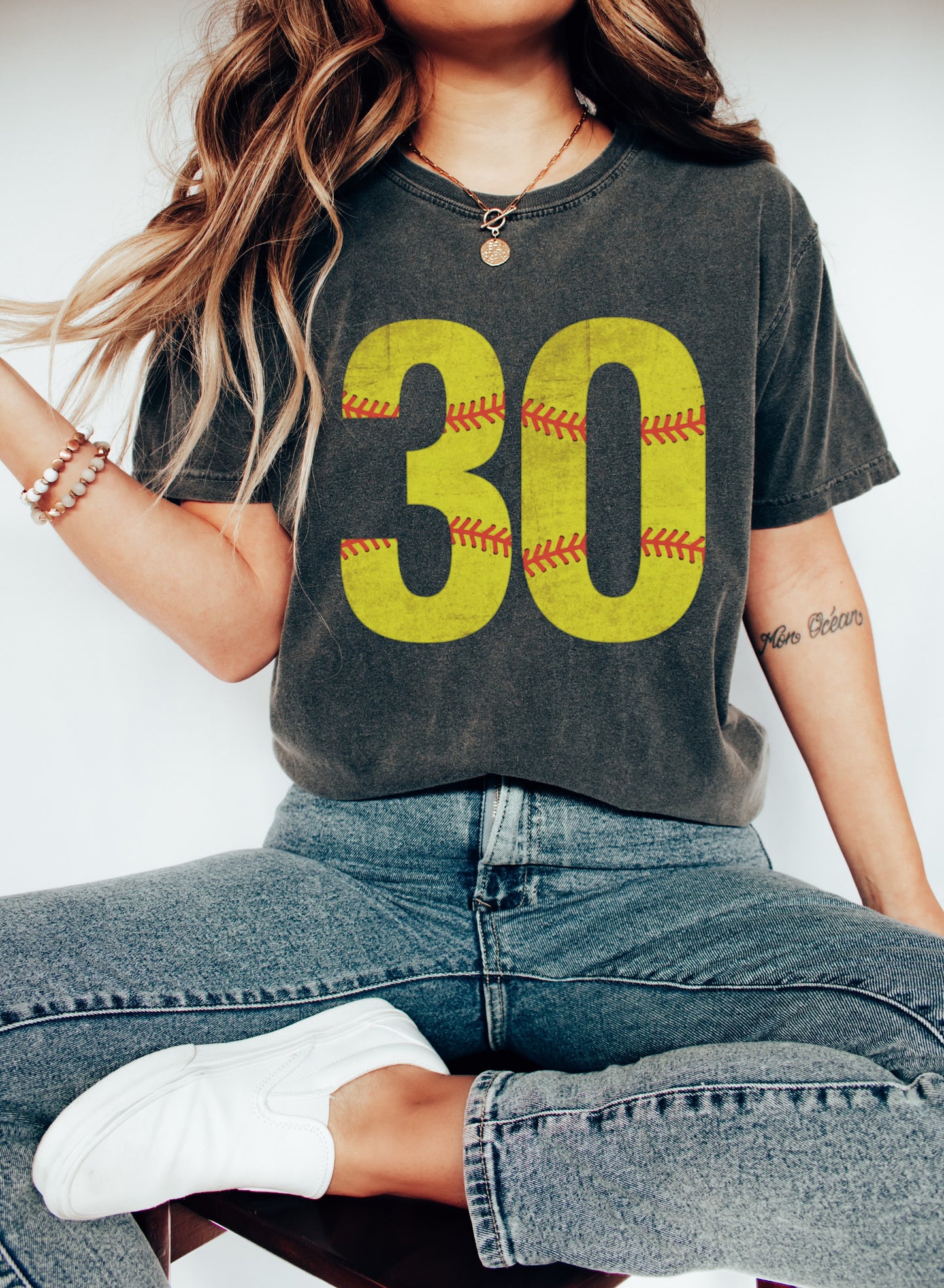 Comfort Colors or Bella Custom Vintage Softball Shirt - Softball Mom/ Softball Player / Softball Fan Shirt with Number