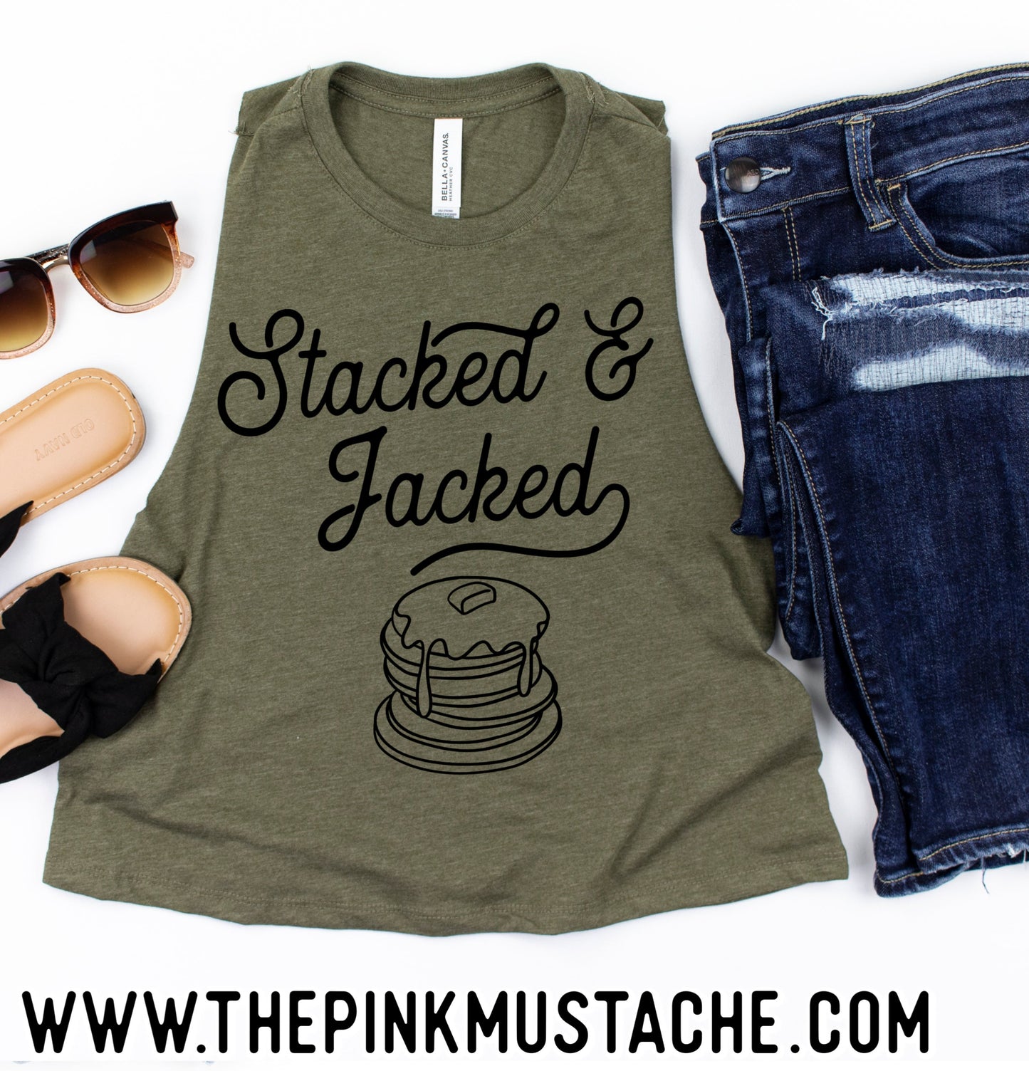 Stacked and Jacked Pancakes Cropped Tank / Crossfit / Workout Tank