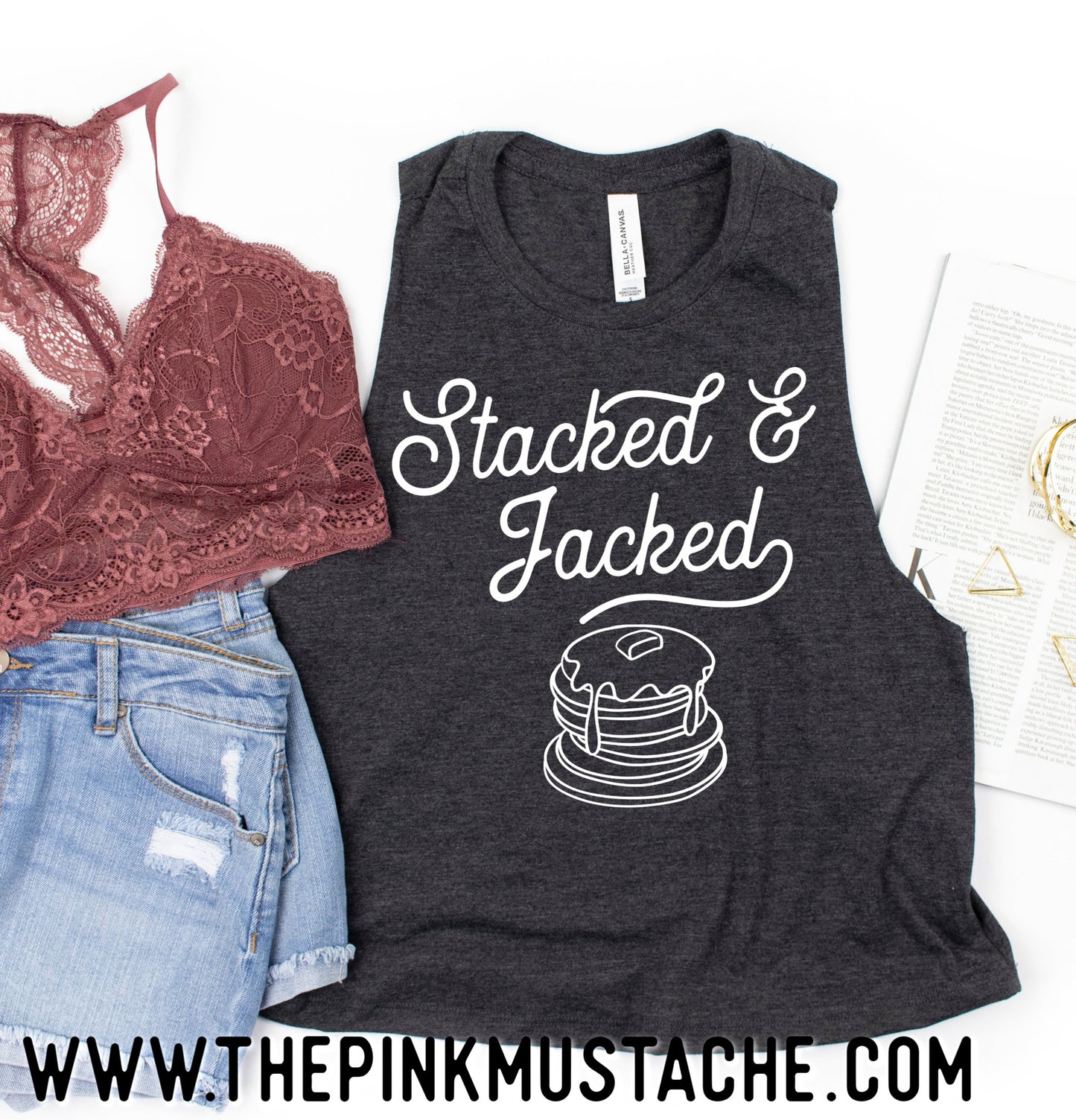 Stacked and Jacked Pancakes Cropped Tank / Crossfit / Workout Tank