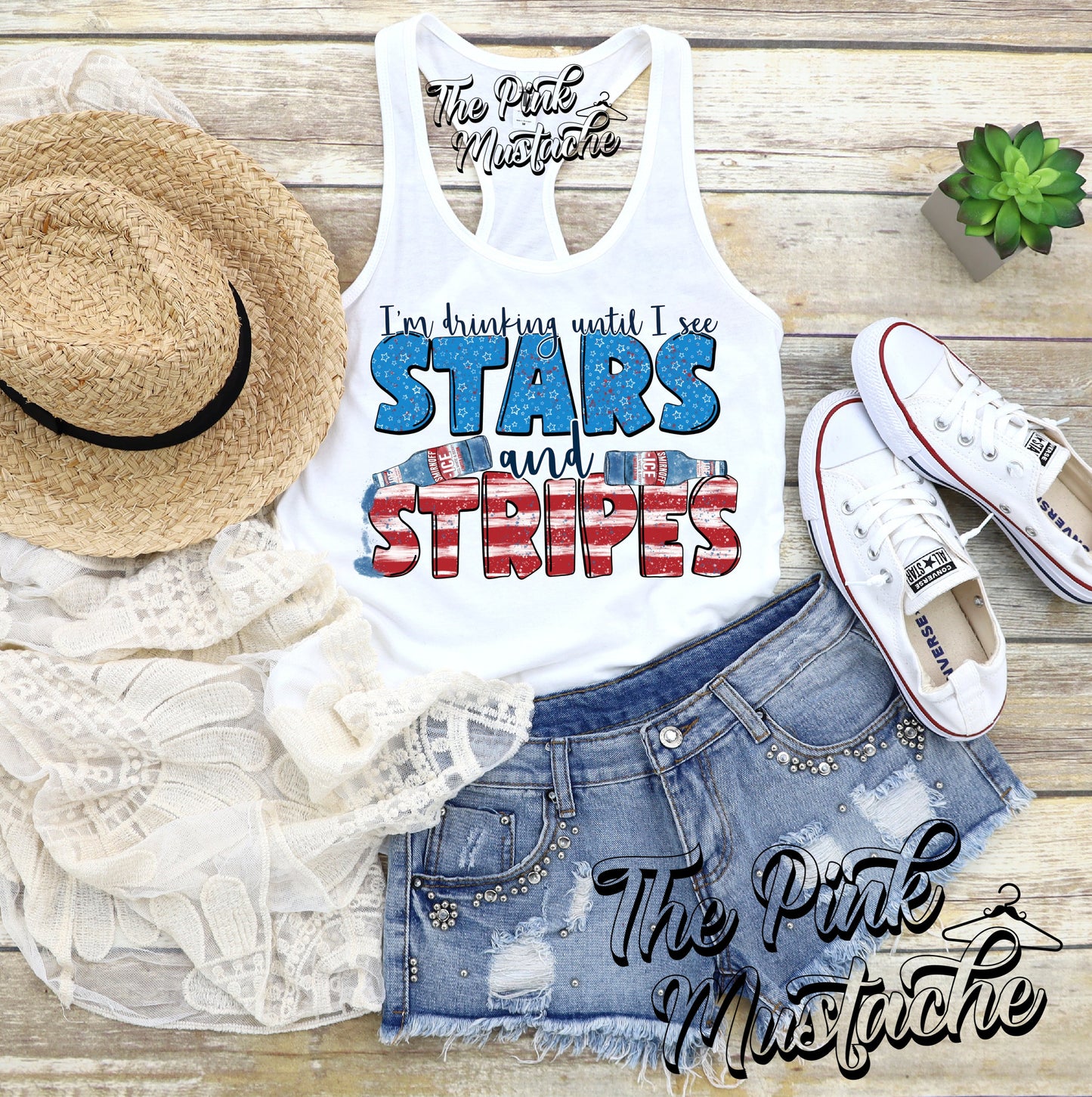 I'm Drinking Until I See Stars and Stripes 4th of July Racerback Tank Top/ Youth and Adult Sizes Available