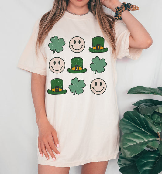 Bella Canvas or Comfort Colors Lucky Clovers and Smiley's Tee/ Youth and Adult Sizes / St Patty's Day