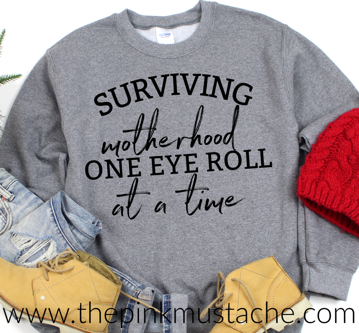 Surviving Motherhood, One Eye Roll At A Time Funny Sweatshirt - Oversized Sweatshirt/ Unisex Sized Sweatshirt / Funny Sweatshirt