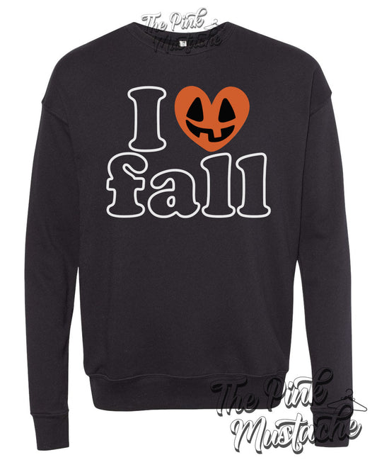 Black Bella Canvas Quality - I Love Fall Sweatshirts/ Unisex sized Sweatshirts/ DTG printed Quality Soft Sweatshirts