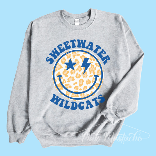 Sweetwater Wildcats Distressed Smiley Unisex Sweatshirt / Toddler, Youth, and Adult Sizes