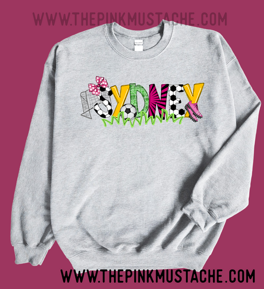 Custom Personalized Soccer Sweatshirt/ Girls Style / Soccer Shirts / Toddler, Youth, and Adult Sizes