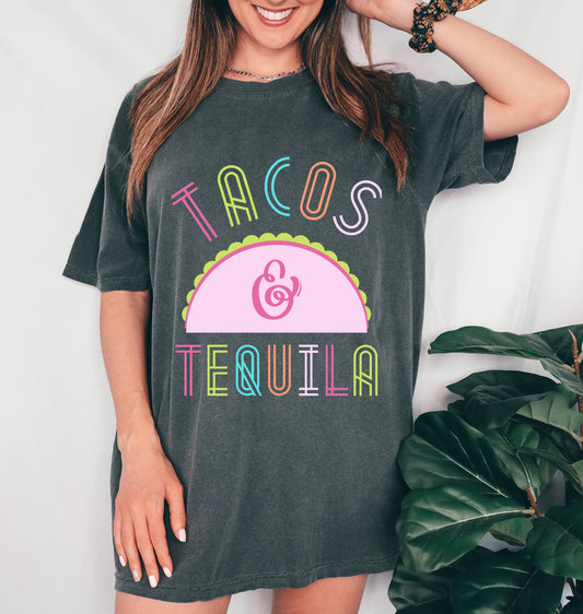 Comfort Colors or Bella Canvas Tacos and Tequila Tee/ Mineral Washed Shirt/ Cinco De Mayo
