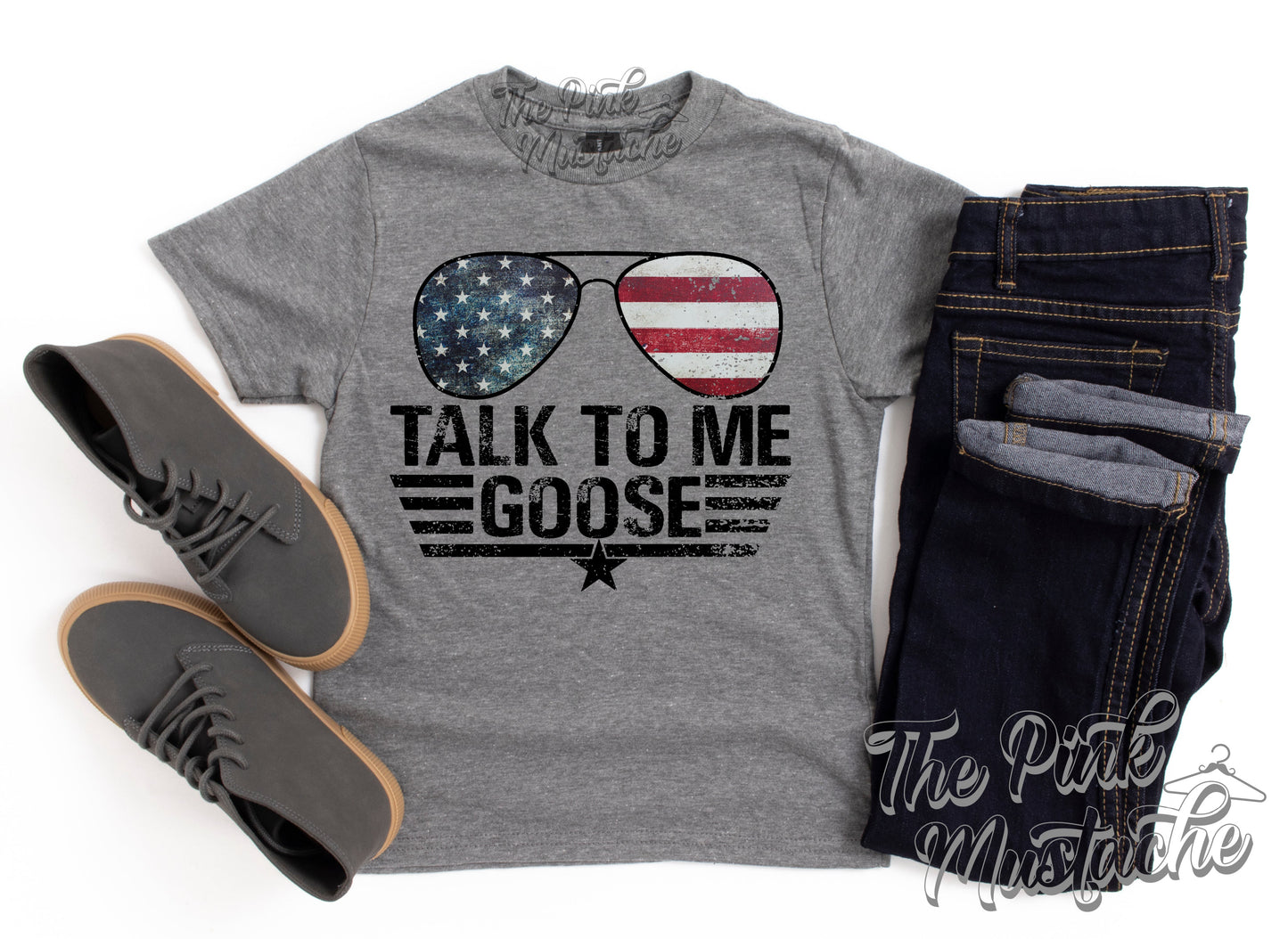 Mens Unisex Talk To Me Goose T-Shirt Aviators - July 4th - Red White and Blue / Top Gun Inspired Tee / Maverick Goose / Aviators Tee - Top Gun 2 Inspired