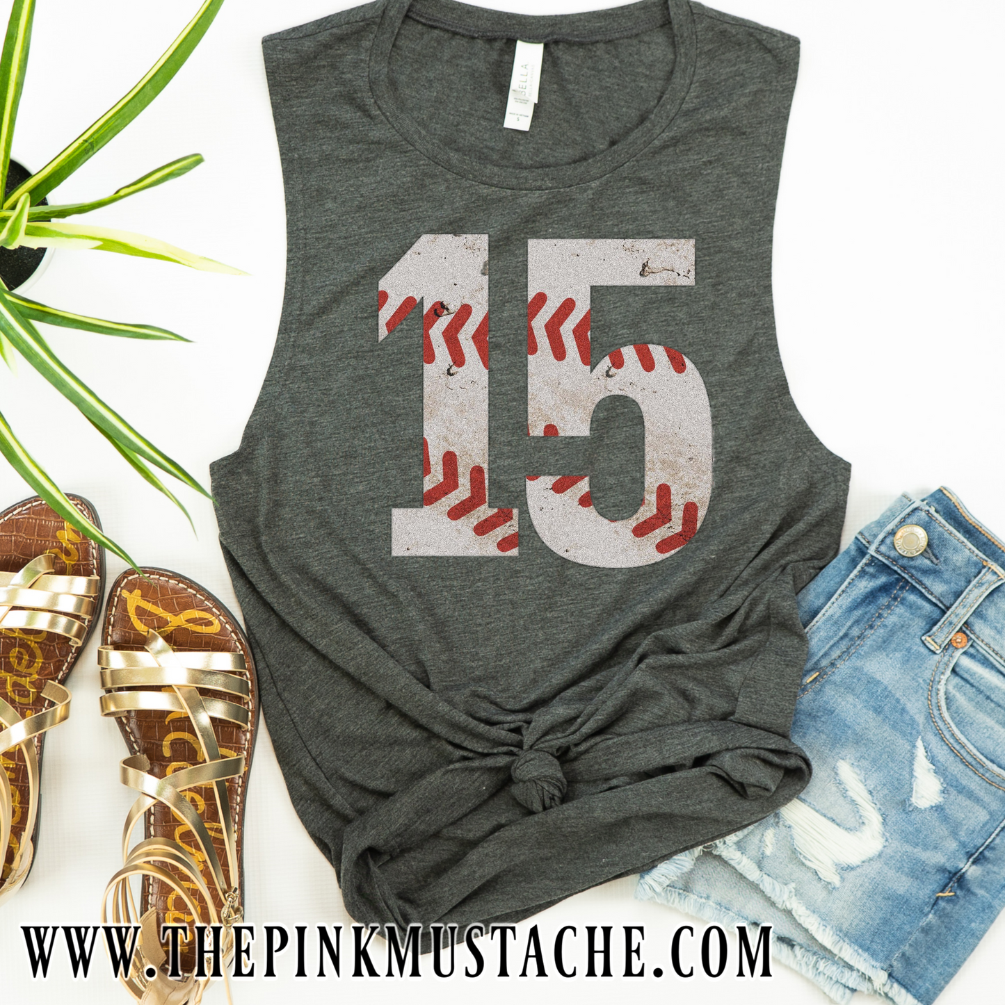Custom Number VIntage Baseball Tank Top - Baseball Mom Shirt with Number