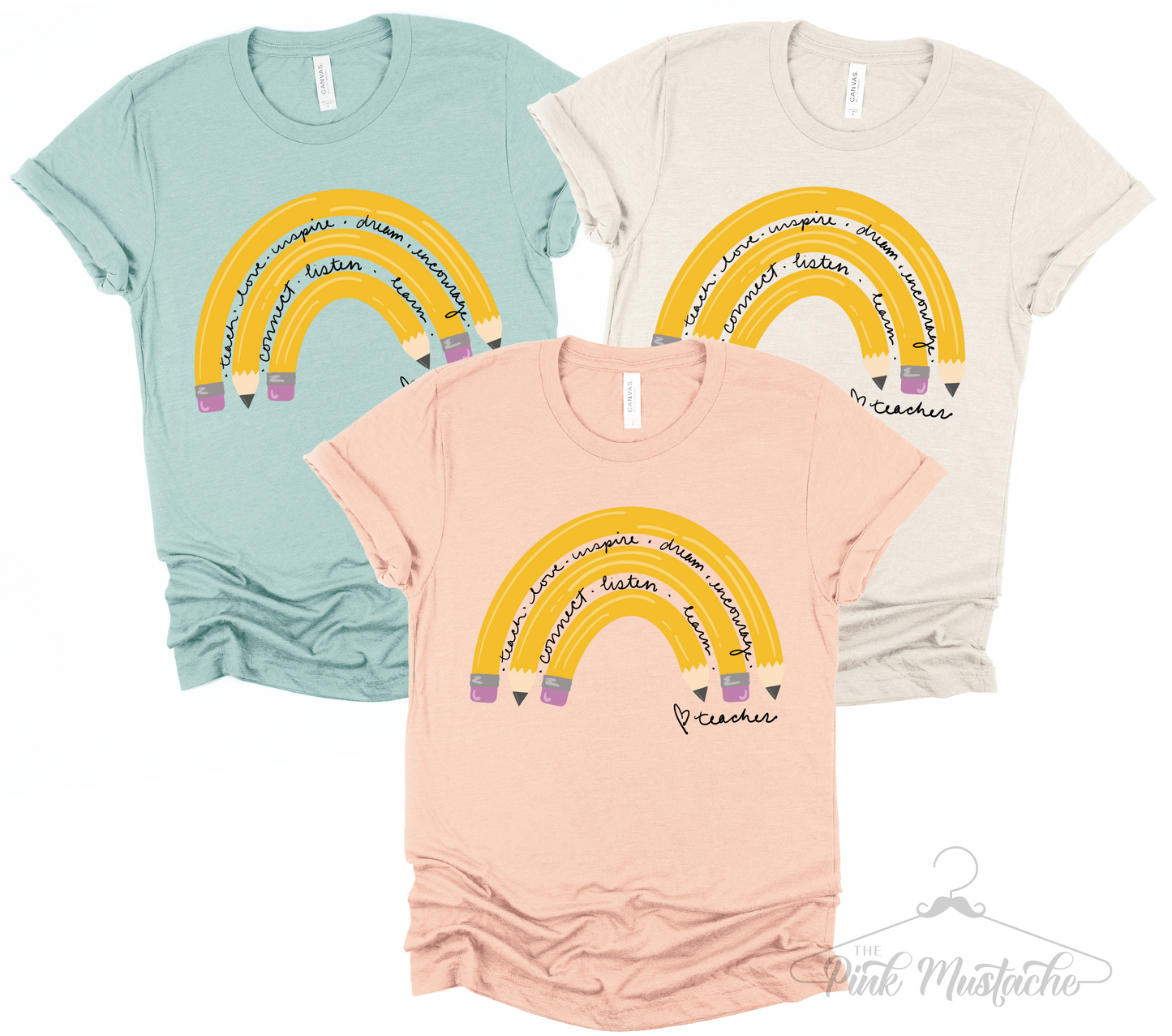 Pencil Rainbow Teacher Tee/ Teacher Shirts/ Multiple Colors