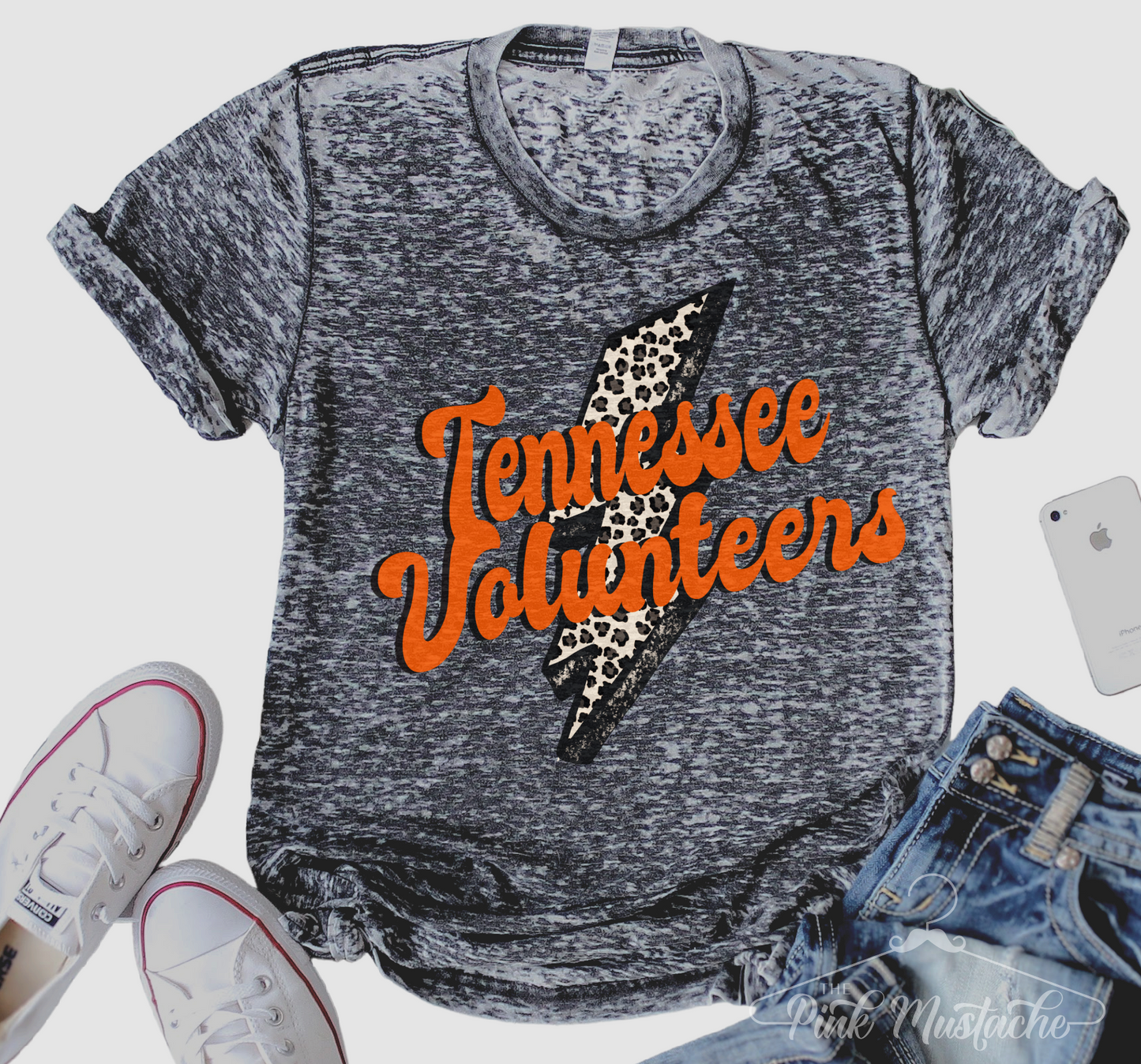 Acid Washed Tennessee Lightning Bolt Shirt/ Softstyle Tee/  Adult Sizing Available