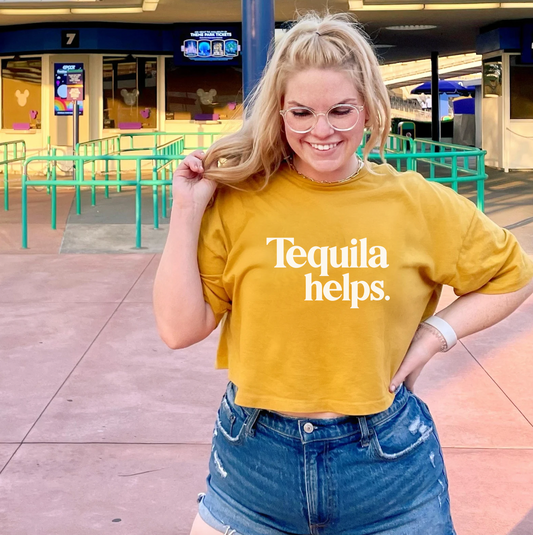 Tequila Helps Classy Cropped Tee / Funny Alcohol Cropped Tee/ Summer Cropped Tee
