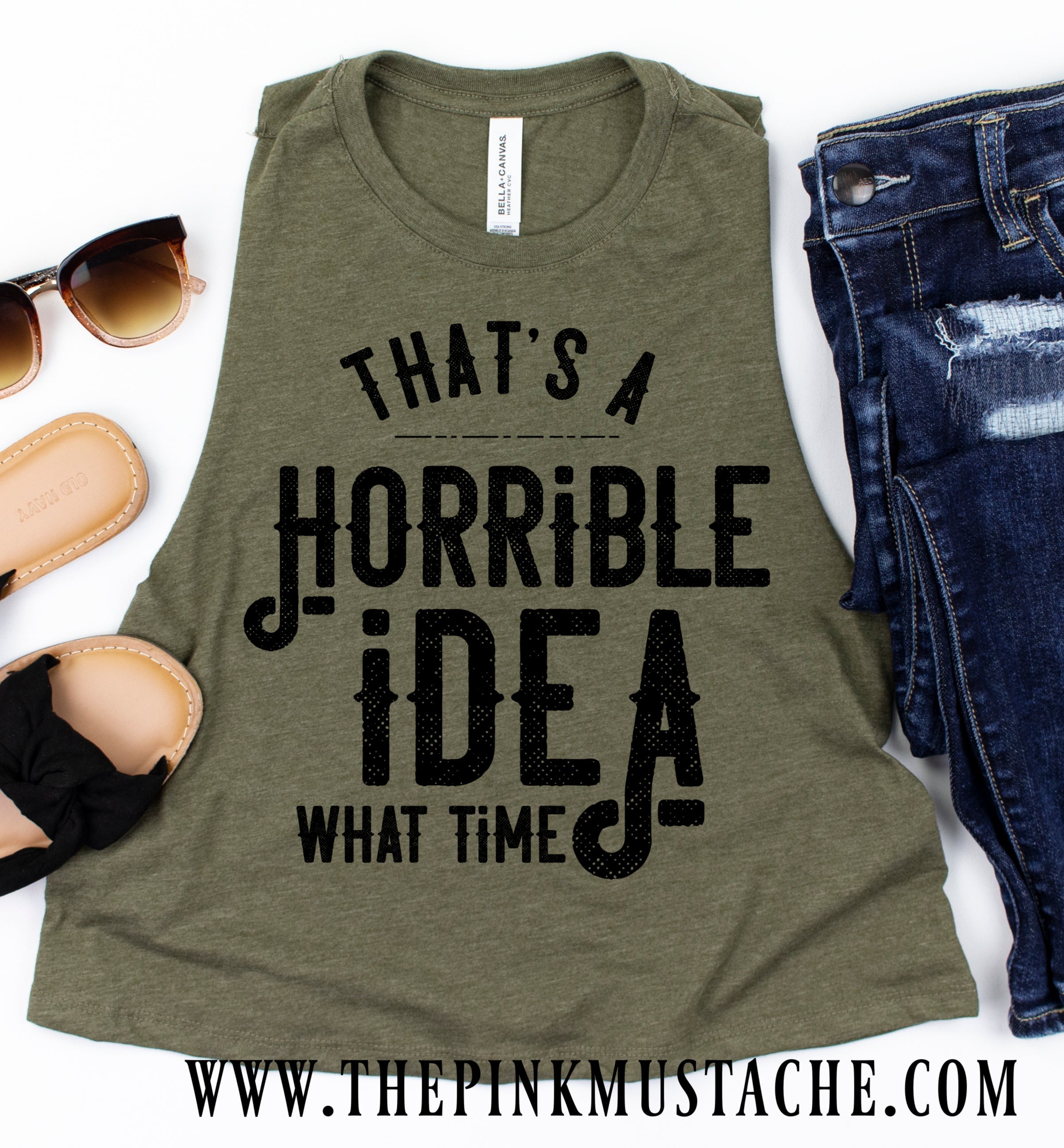 That s A Horrible Idea What Time Funny Workout Cropped Tank Crossfit Tank Work Out Tank Top Crop Muscle Tank