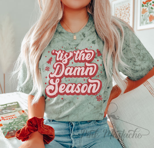 Comfort Colors Color Blast Tis The Damn Season Shirt/ Unisex Funny Christmas Shirt