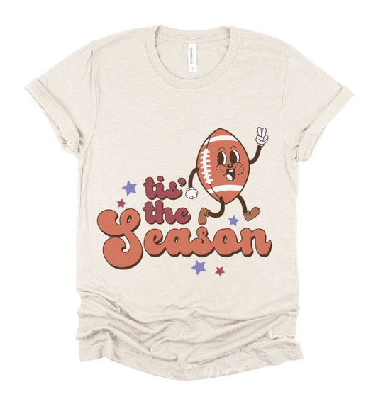 Tis The Season Football Soft Style Tee -Unisex Toddler, Youth, and Adult Sized Sports Shirt/ Football Mom Tee