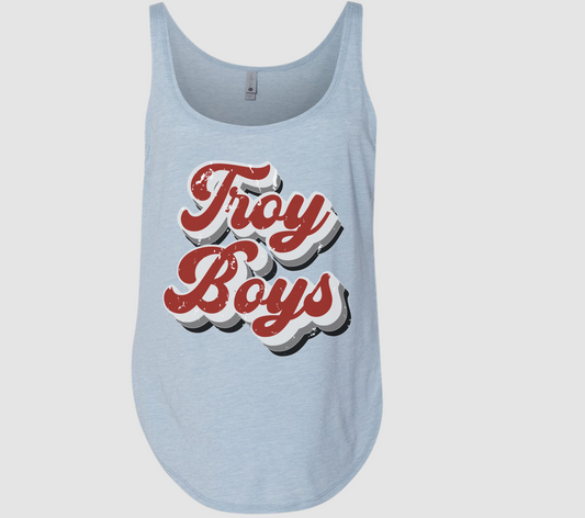 Troy Boys Trojans Soft Style Tank/ Troy Baseball Little League Shirts
