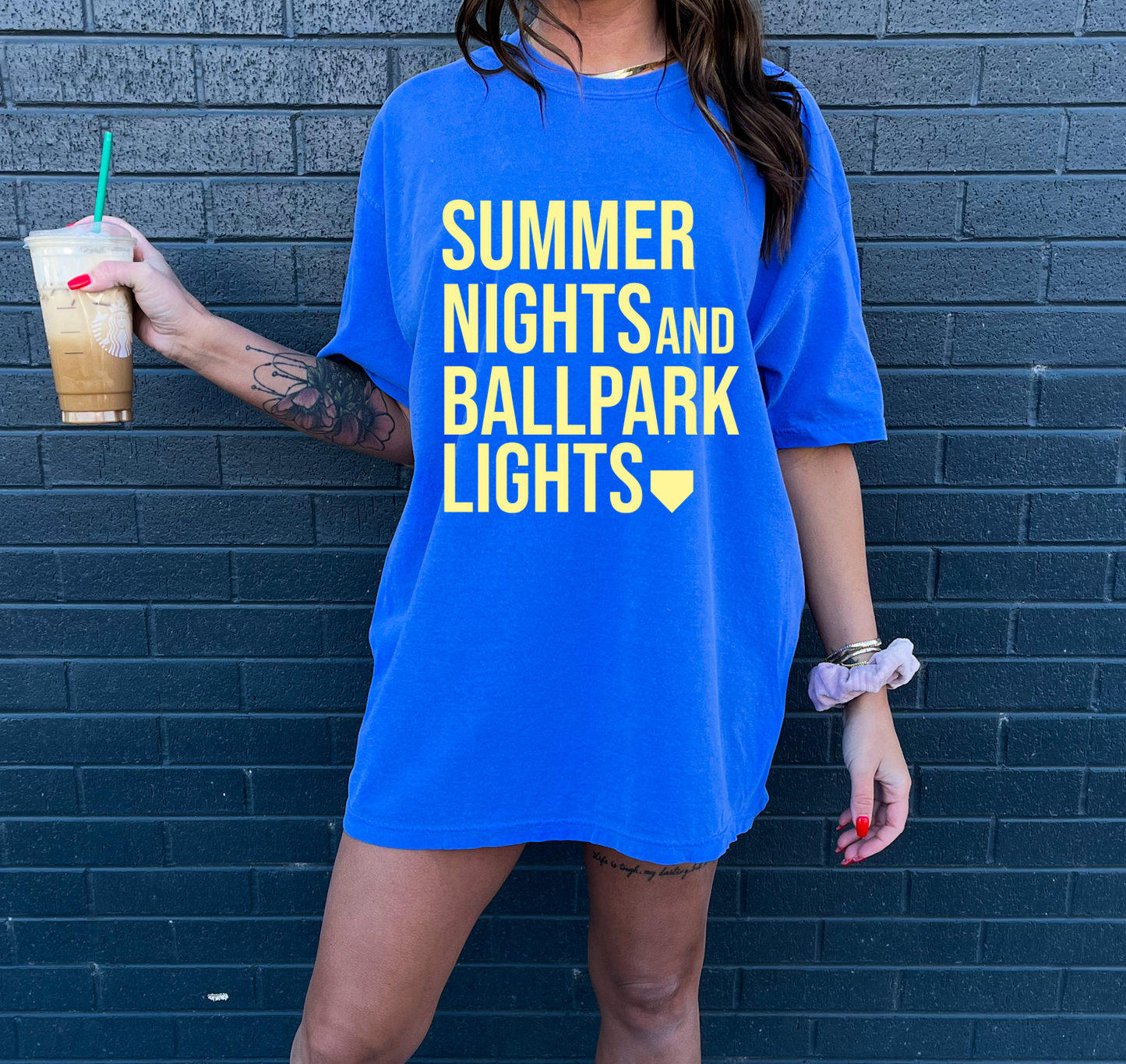Comfort Colors Summer Nights and Baseball Lights Tee/ Summer Tee