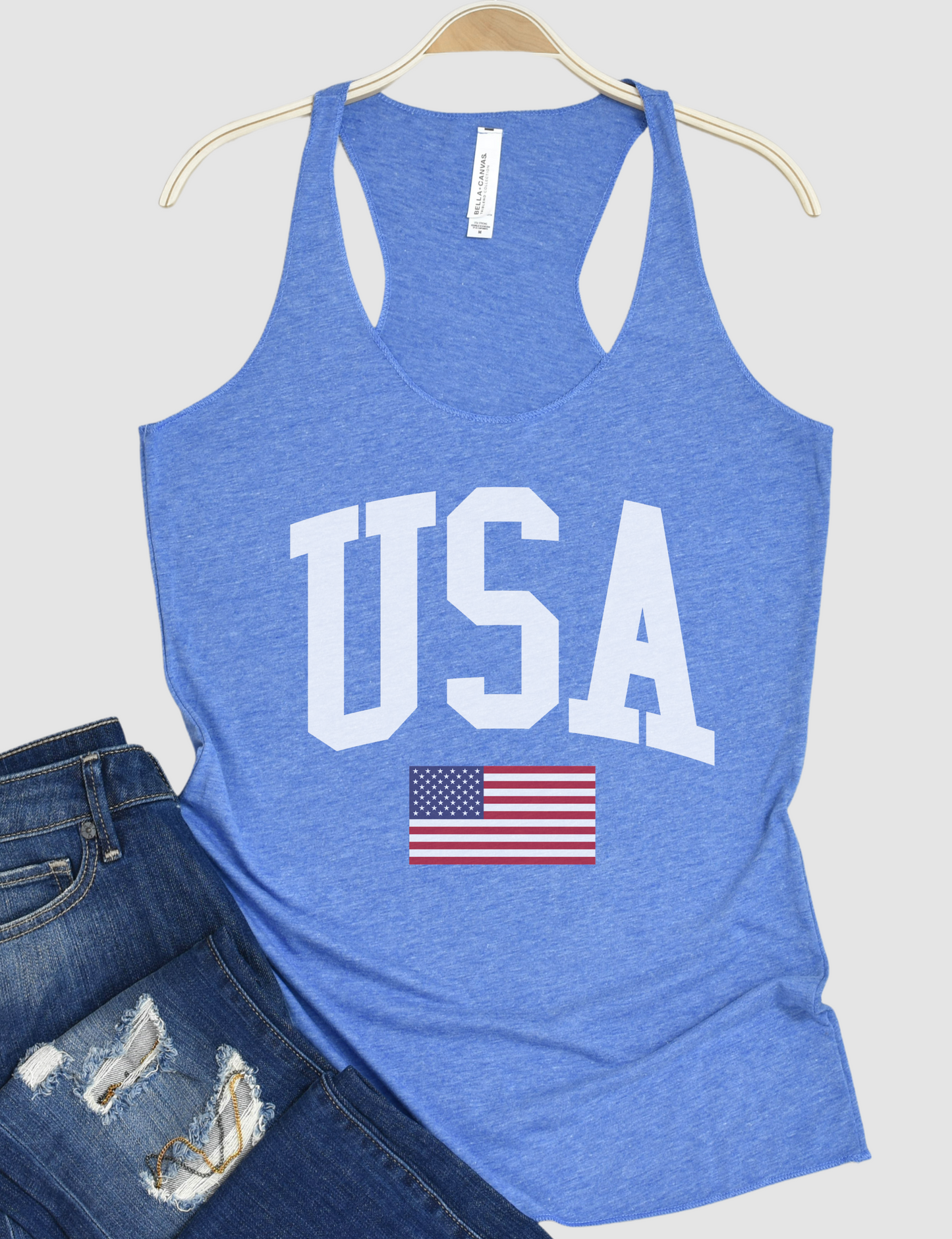 Blue 4th of July /USA Merica /Patriotic Racerback Tank Top/ Youth and Adult Sizes Available