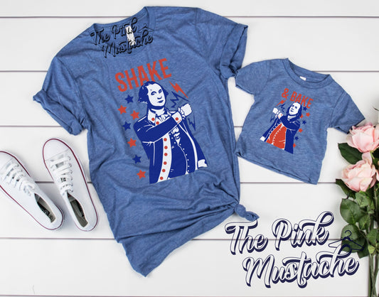 Shake And Bake July 4th George Washington Ben Franklin Matching Tees / Memorial Day July 4th / Retro Style/ Toddler, Youth, And Adult/ Mommy and Me