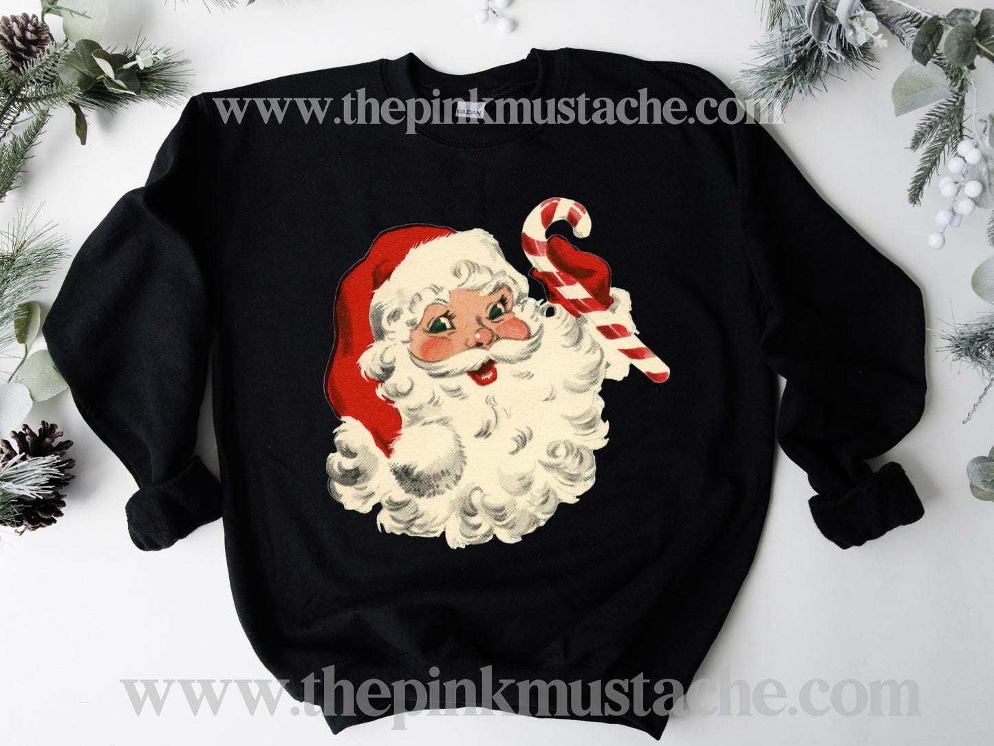 Vintage Santa Candy Cane Youth and Adult Retro Christmas Sweatshirt/ Christmas Sweatshirt