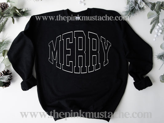 Black Merry Sweatshirt/ Toddler, Youth, and Adult / Christmas Sweater