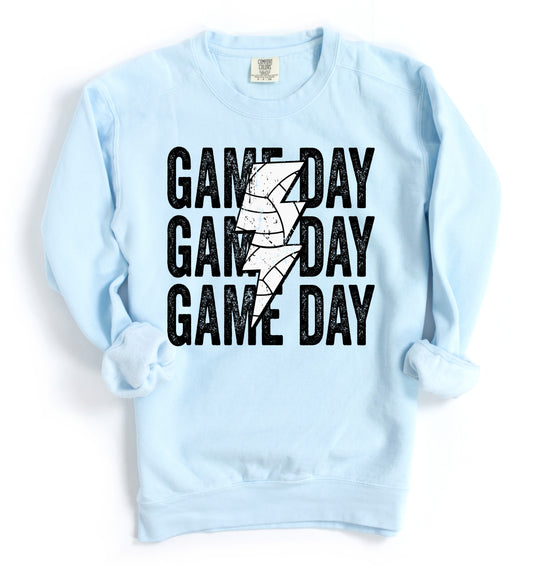 Comfort Colors Volleyball Game Day Lightning Bolt Sweatshirt - Adult Sized/ Volleyball Sweatshirt