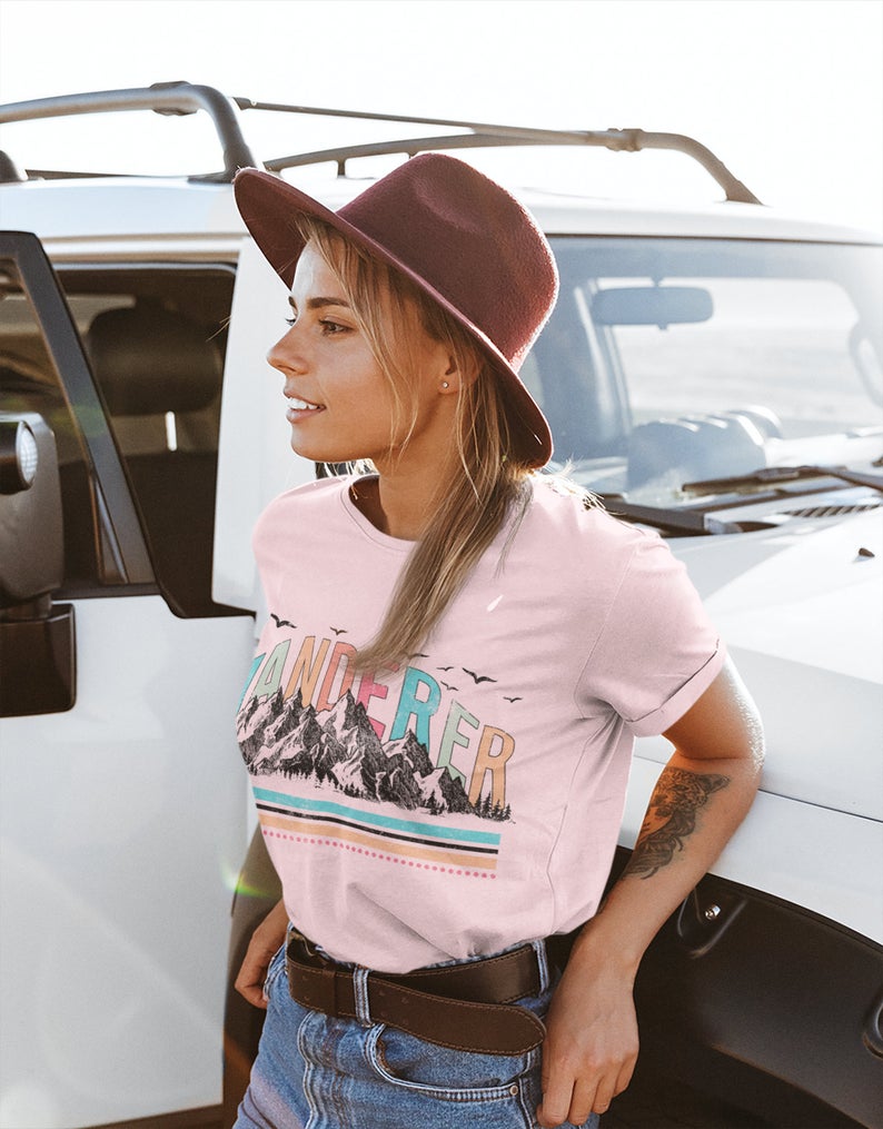 Wanderer- Retro Vibes Softstyle Bella Tee / Fun Hippie Vibes Tee/ Youth and Adult Sizing Available