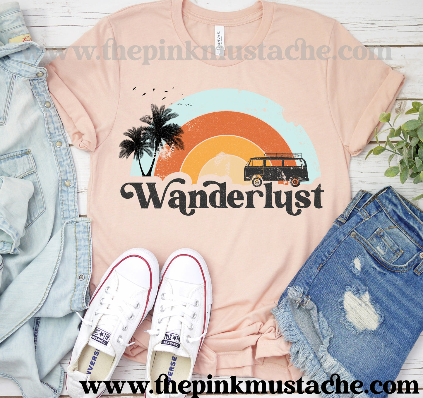 Wanderlust - Retro Vibes Softstyle Bella Tee / Fun Hippie Vibes Tee/ Youth and Adult Sizing Available