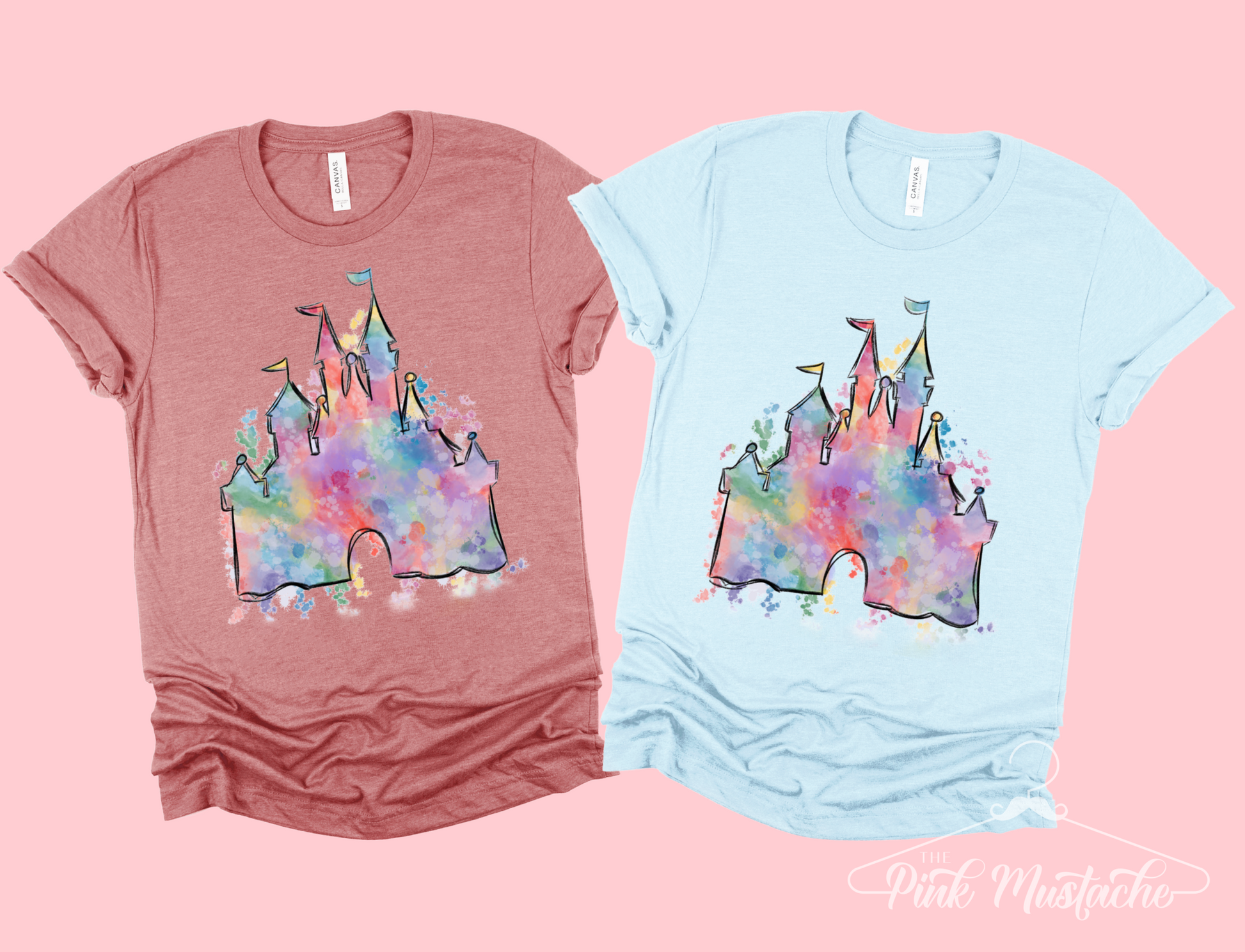 Watercolor Castle Tee - Disney World or Disneyland Group Trip Shirts - –  Pink Mustache Boutique