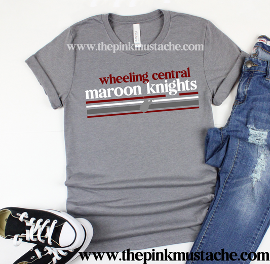 Wheeling Central Maroon Knights Tee/ Custom School Shirt