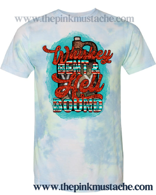 Tie Dye Softstyle Whiskey Bent and Hell Bound Tee/ Country Western Shirt