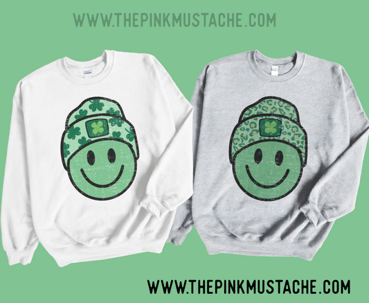 Smiley Feeling Lucky Happy Clover Unisex Sweatshirt / St Patty's Day Sweaters/ Toddler, Youth, and Adult Sizing Available