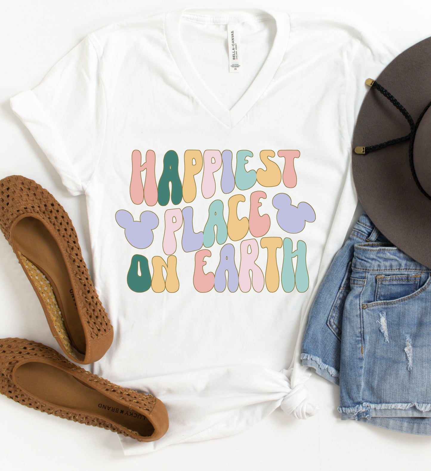 Happiest Place on Earth V-Neck Magical Vacation Themed Shirt / Mouse Shirt