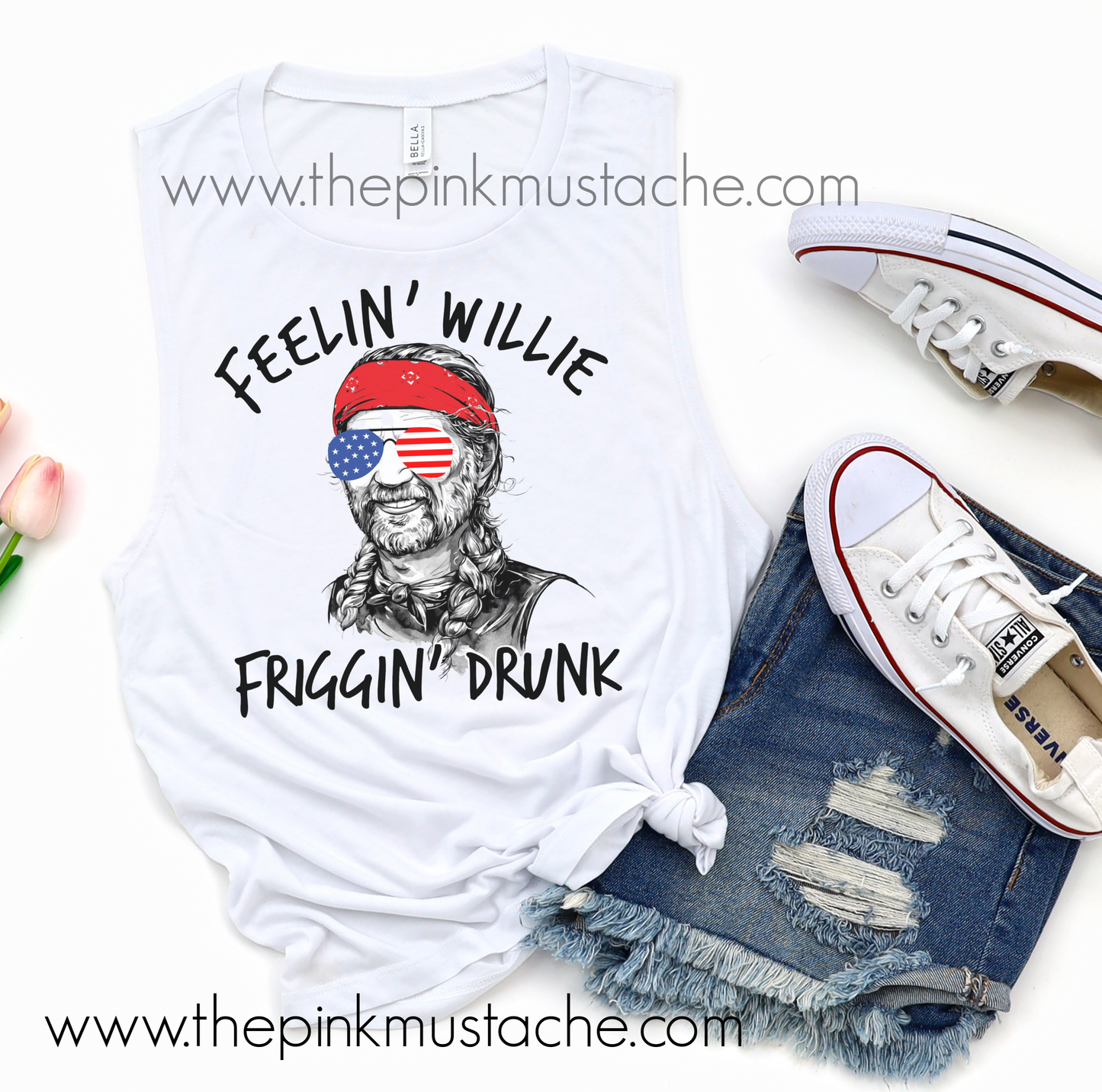 Feelin' Willie Friggin' Drunk Funny 4th of July Muscle Tank / Muscle Tank Top / Mens or Womens Cut Tank Available/ Willie Nelson