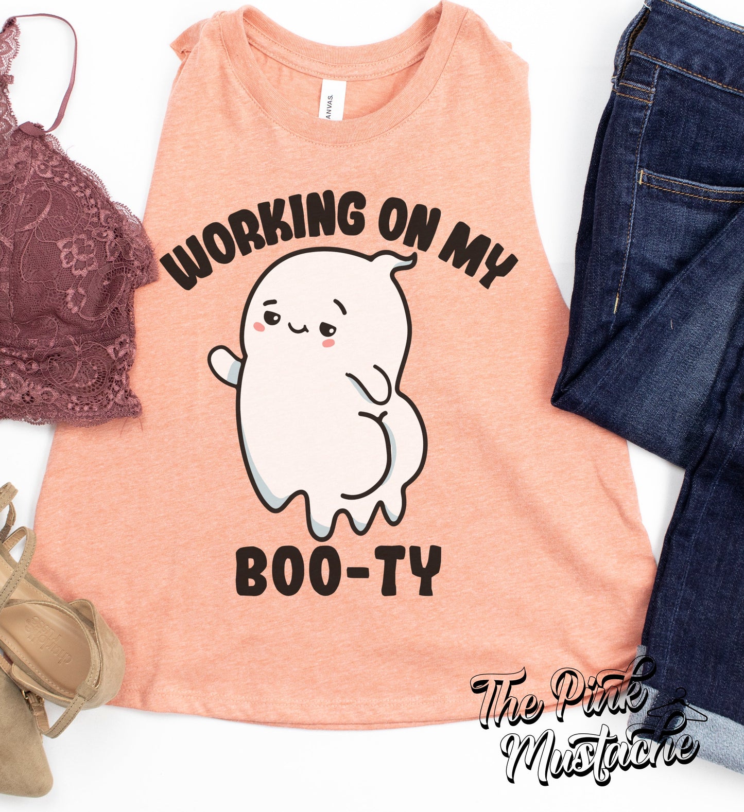 Working On My Boo-Ty Crop/ Ghost Boo/ Lifting Fitness Cropped Tank / Crossfit / Workout Tank