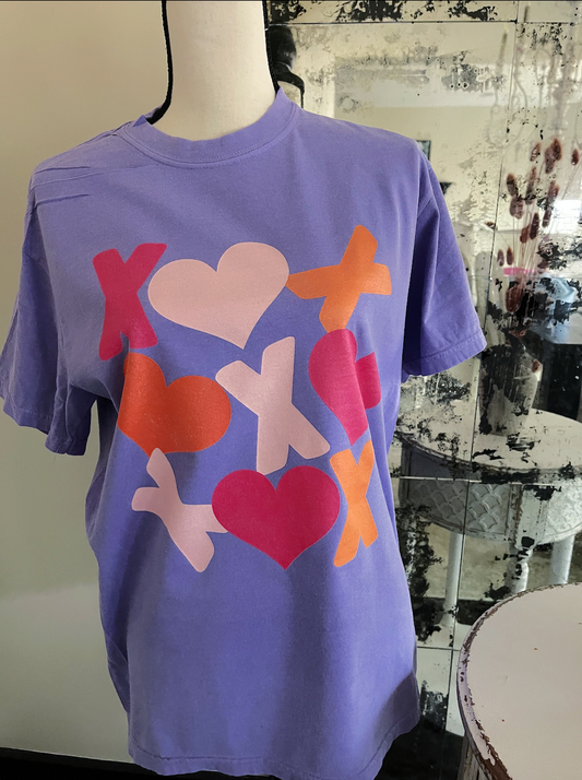 Bella or Comfort Colors XOXO - Hearts and X's Valentines Day Retro Unisex Shirt/ Valentine's Shirt/ Valentines Day Tee