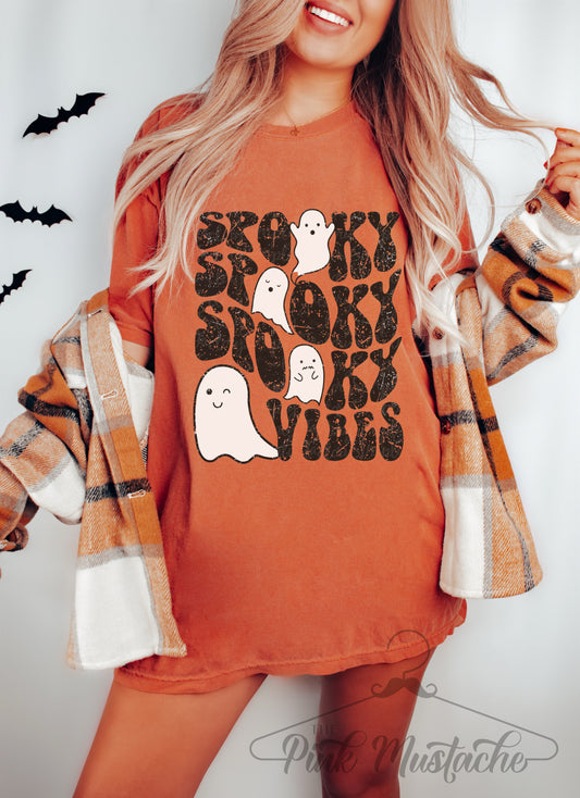 Comfort Color or Bella Spooky VIbes Halloween Tee/Halloween Fall Shirt
