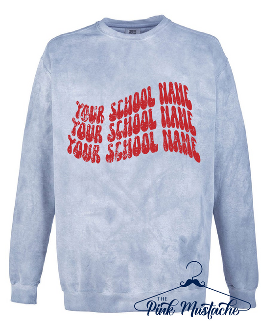 Your Custom School Name Comfort Colors Colorblast Sweatshirt - Sizes and Inventory Limited
